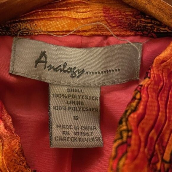 Analogy Vintage Y2K Orange Pink Paisley Print Mandarin Collar Quilted Jacket - S - Picture 2 of 3